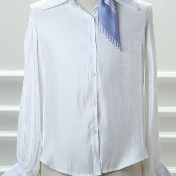 Women Satin Silk Feeling Square Neck Scarf - Picture 4 of 6